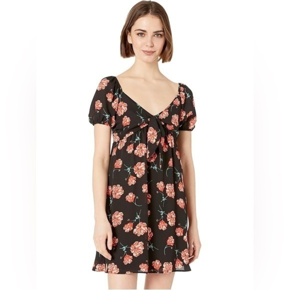 Jack by BB Dakota Dress Pretty in Poppies Black Floral Print Tie-Front Mini